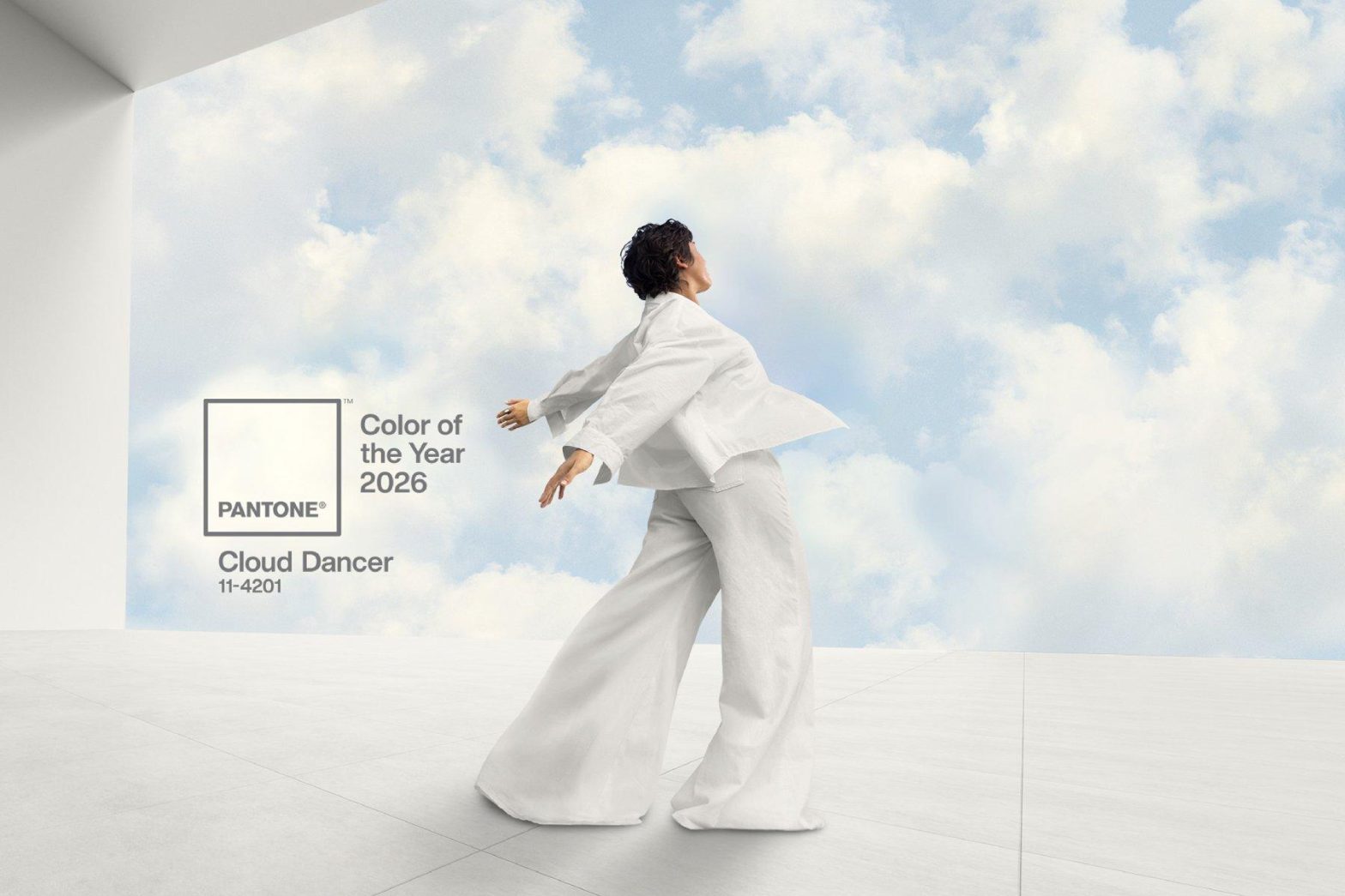 PANTONE 11-4201 Cloud Dancer, a soft, airy white